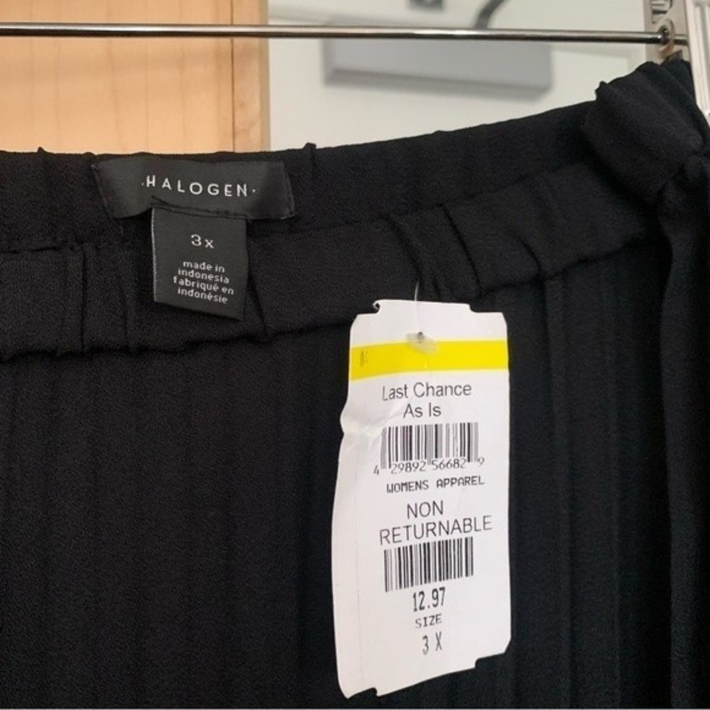 NWT Halogen Pleated Black Midi Skirt Plus Size (3X)